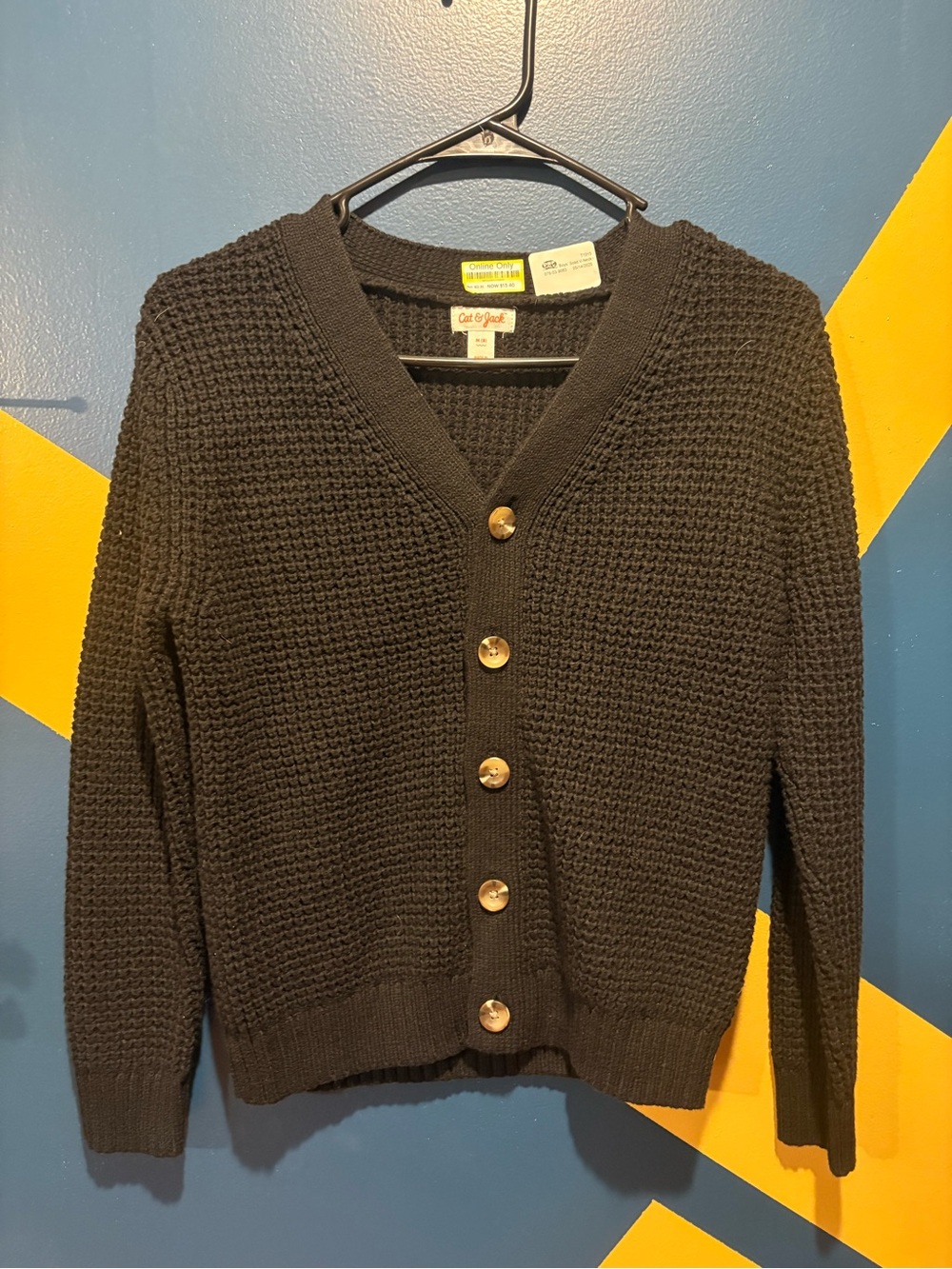 Cat & Jack Black Midweight Knit Cardigan NWOT